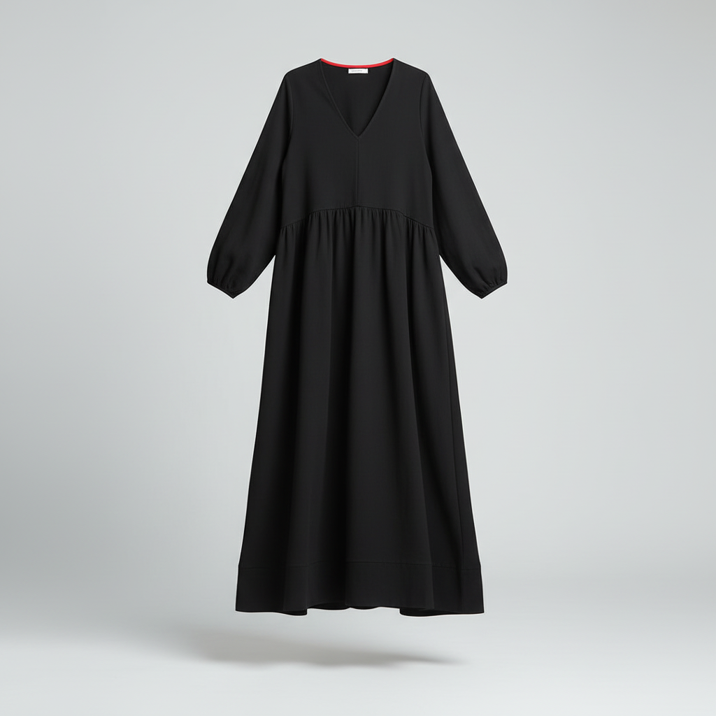 Merilyn - Elegantes Kleid mit V-Ausschnitt und langen Ärmeln