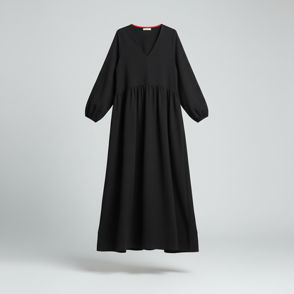 Merilyn - Elegantes Kleid mit V-Ausschnitt und langen Ärmeln