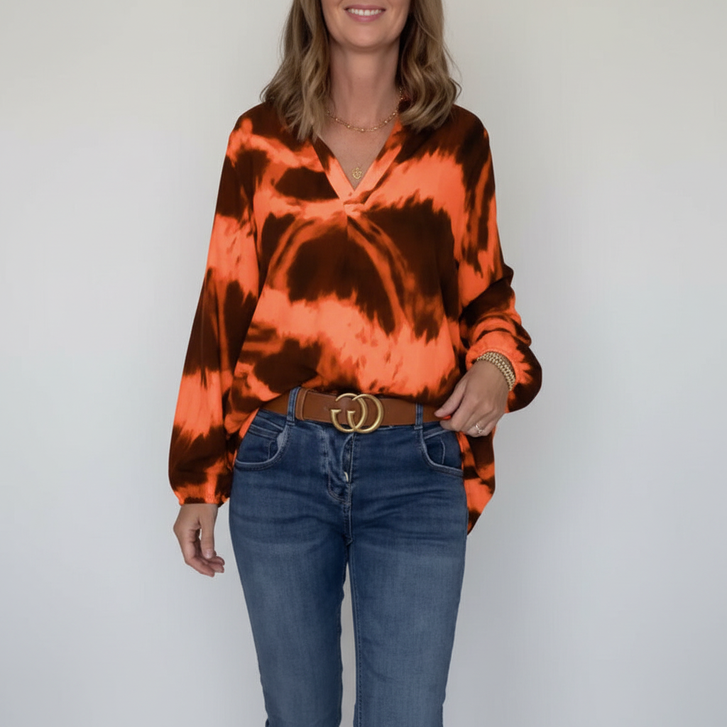 Melissa - Bedrucktes Freizeitoberteil mit V-Ausschnitt