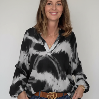 Melissa - Bedrucktes Freizeitoberteil mit V-Ausschnitt