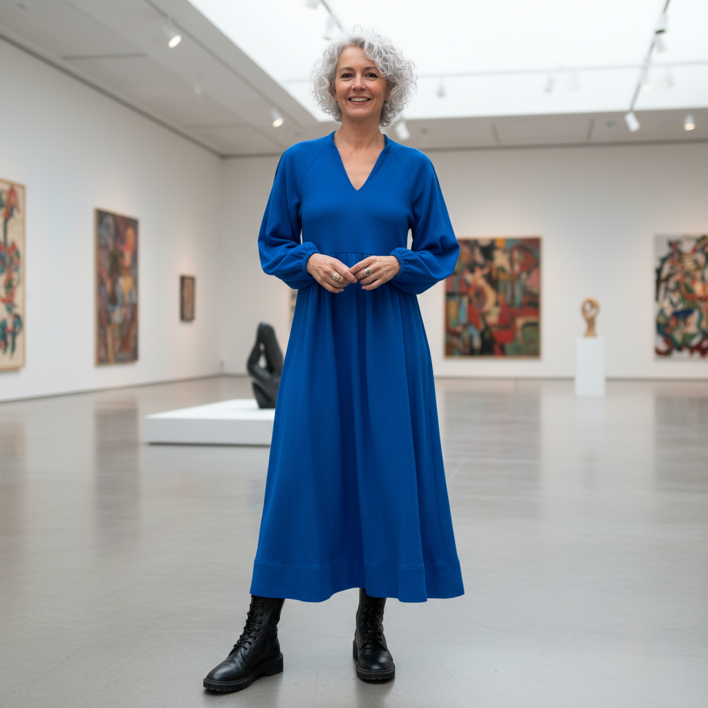 Merilyn - Elegantes Kleid mit V-Ausschnitt und langen Ärmeln