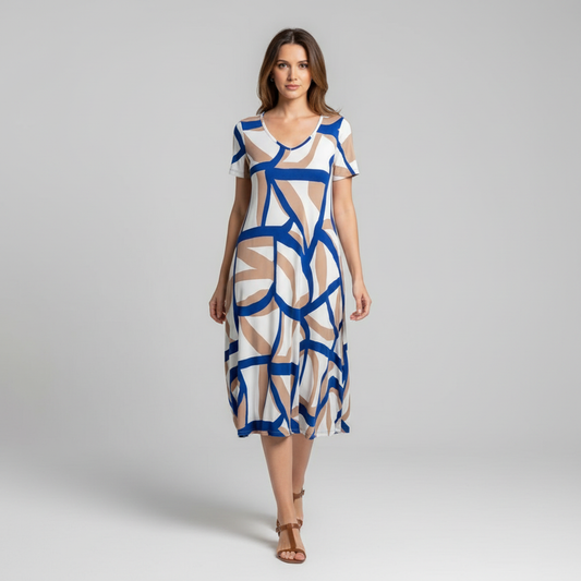 Delia - Elegantes Kleid mit geometrischem Muster